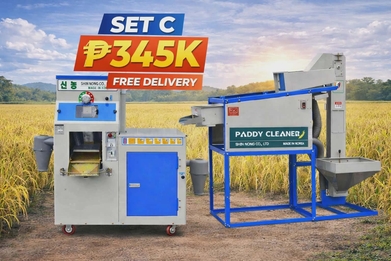 set c of shin nong rice mill machines