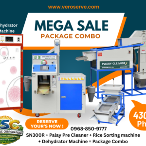 package combo sn300r + palay pre cleaner + rice sorting machine + dehydrator machine